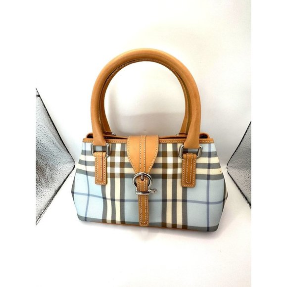 Rare Burberry Light Blue Nova Check Handle Bag Purse with COA - Picture 2 of 16